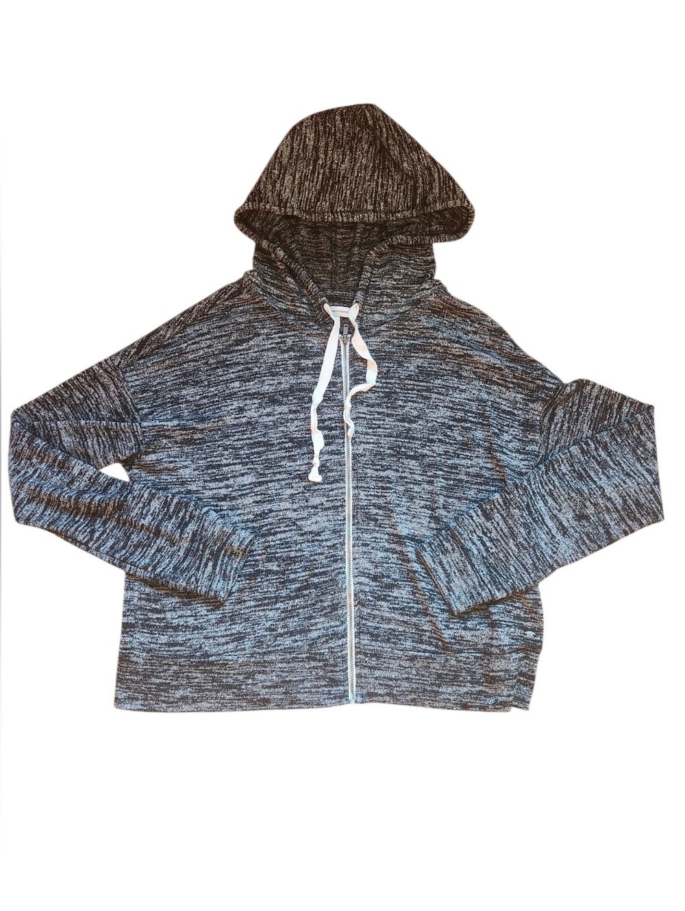 American Eagle Outfitters Black & White Marled Full-Zip Hoodie